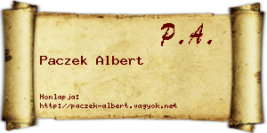 Paczek Albert névjegykártya