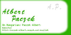 albert paczek business card